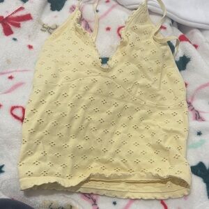 FP Movement by Free People Yellow Eyelet Camisole